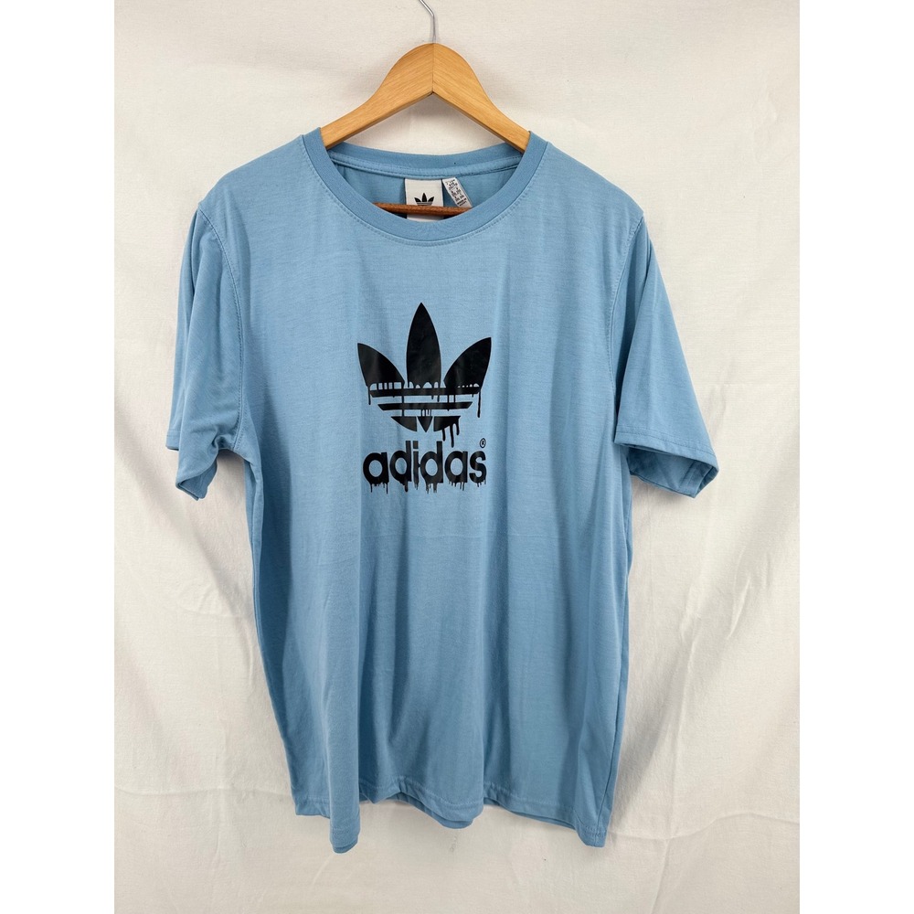 Adidas Originals Mens Trefoil Drip Graphic T-Shirt Blue 2XL Short Sleeve Tee